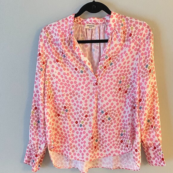 Zadig & Voltaire Tink Kawai Tunic Blouse in Flamant, Size Small - Picture 2 of 9